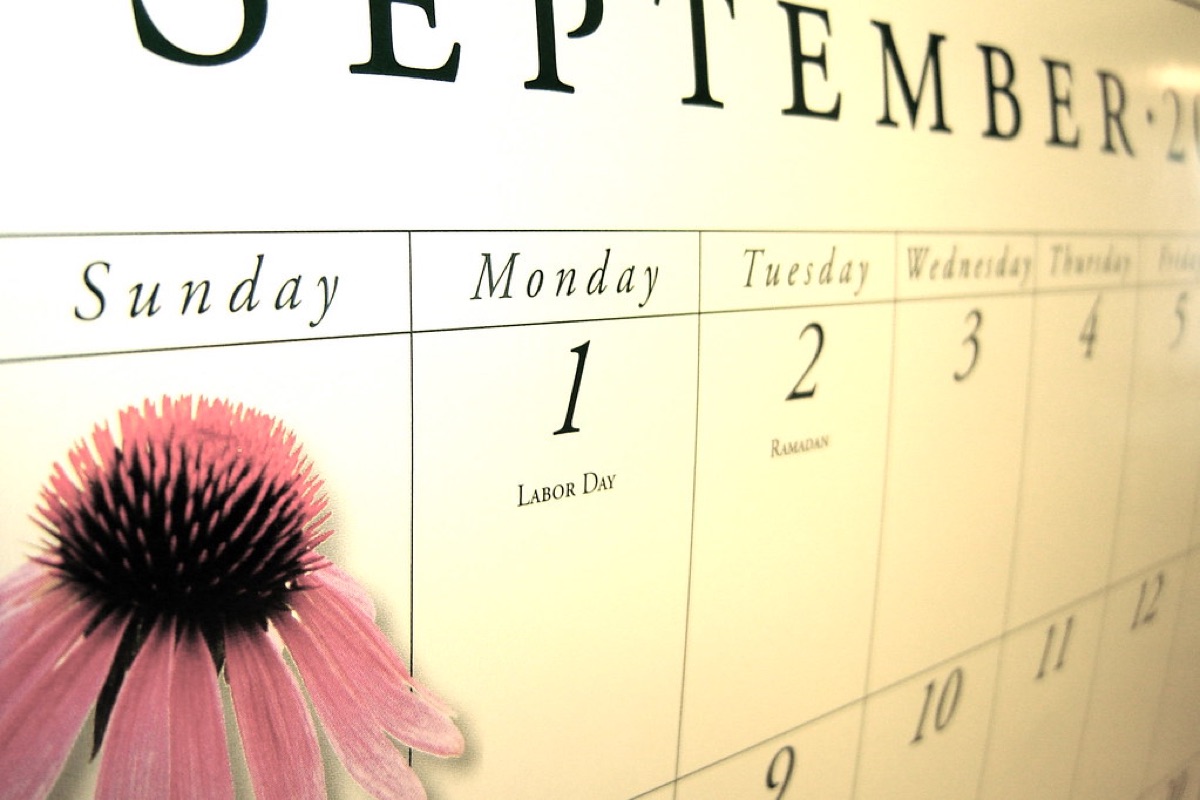 Calendar with soil and gardening tools