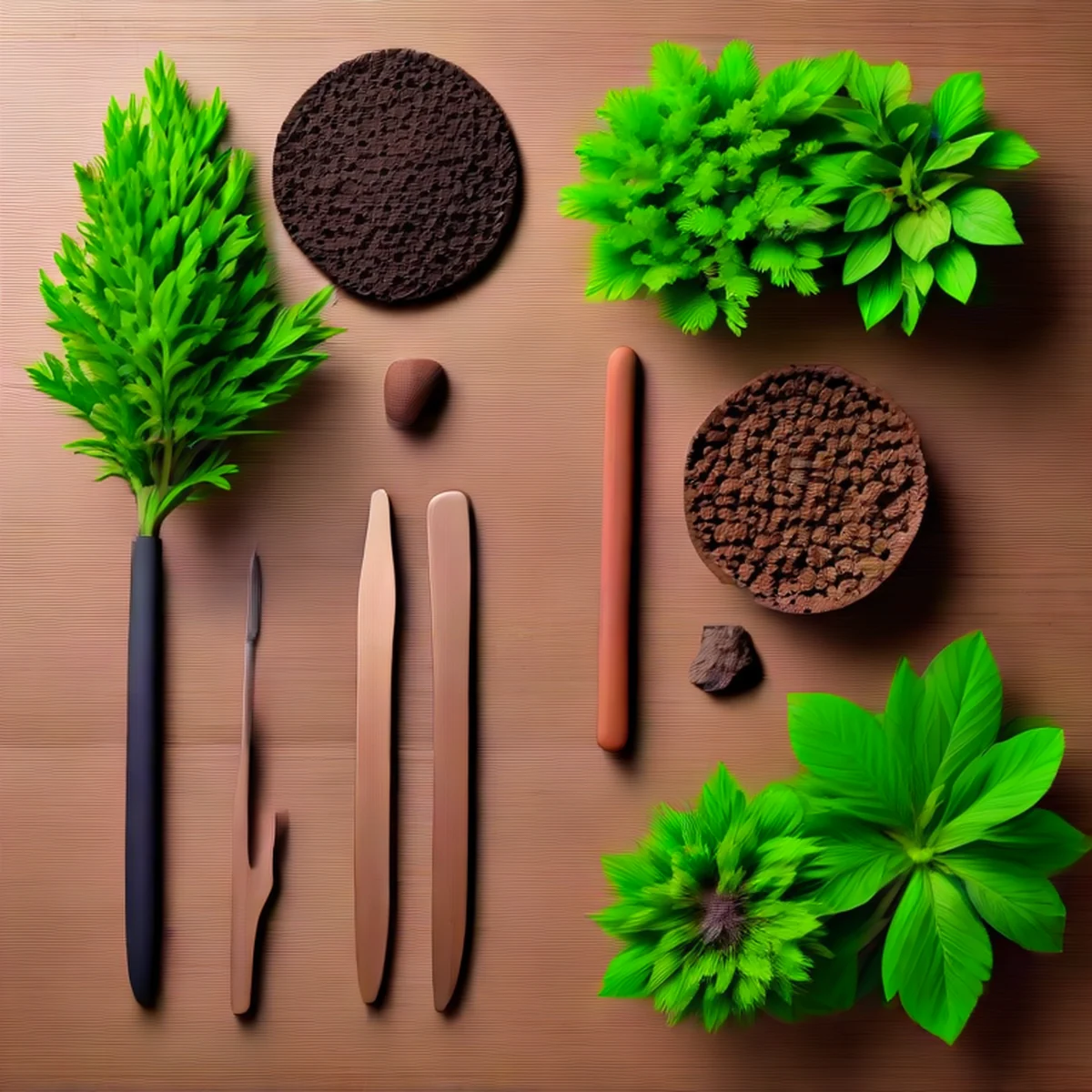 herramientas de jardinería y texturas de tierra fértil